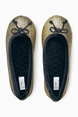 Metallic Gold Textured Ballet Slippers